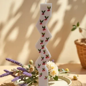 Holly Twist — λευκό στριφτό κερί με μικρά βεράνια