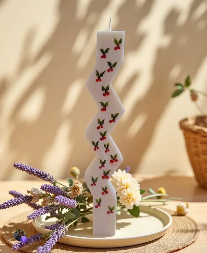 Holly Twist — λευκό στριφτό κερί με μικρά βεράνια