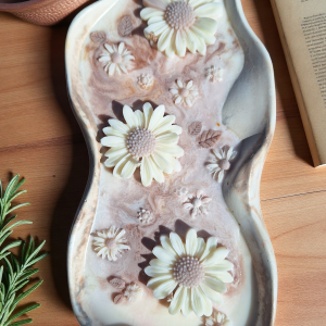 Boho Floral Marble Tray